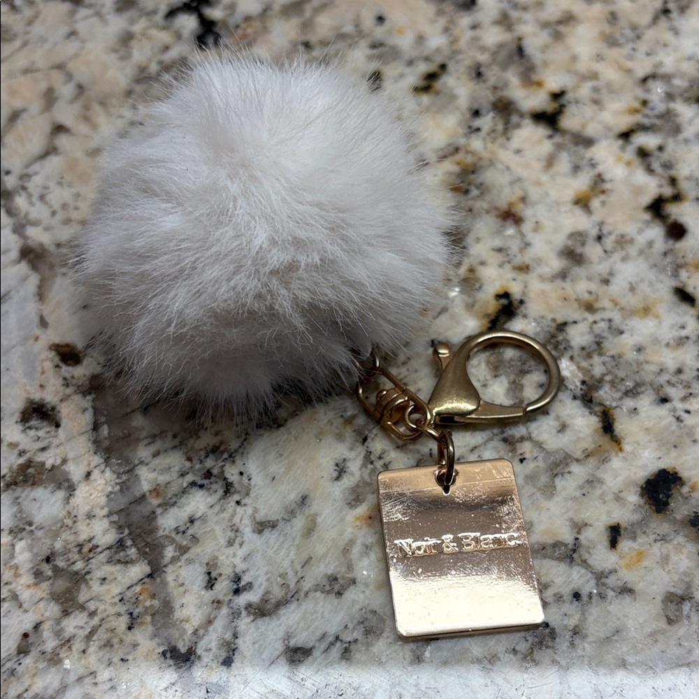 Noir & Blanc Pom Pom Keychain or bag Accessory